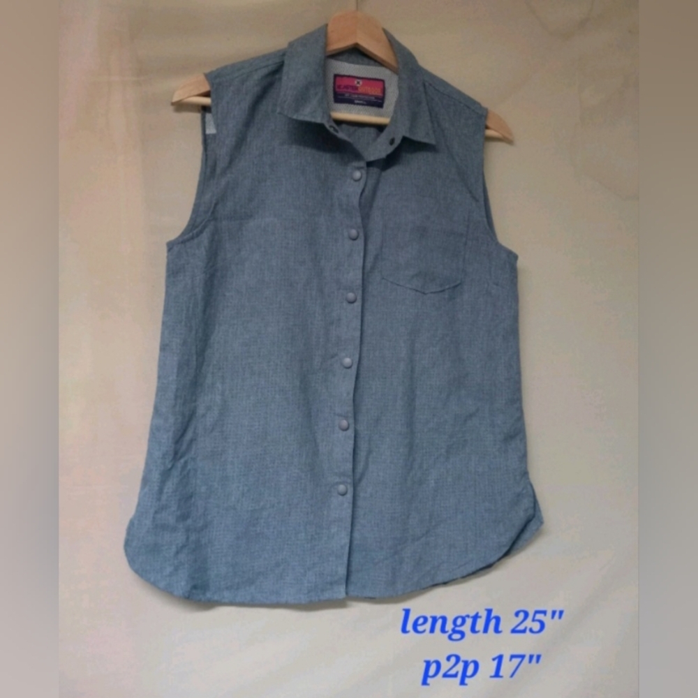 UPF Sun Protection Blue Sleeveless Top Outdoor